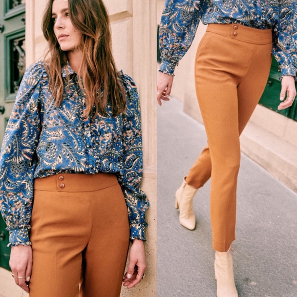 Sezane Pants - Sezane Georges Trousers-Camel